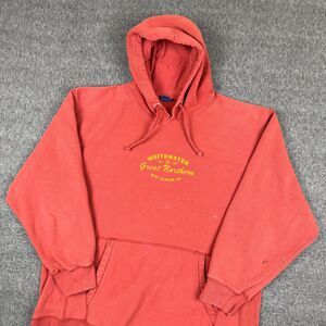 Vintage OPI Whitewater Great Northern Hoodie Men's Large Red Gusset‎ Distressed